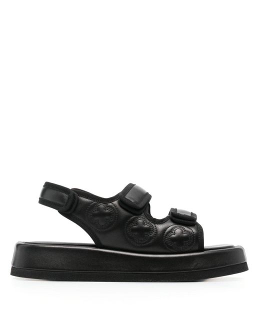 Peserico Black Embossed-logo Quilted Leather Sandals
