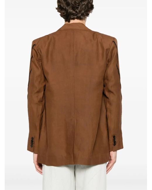 Feng Chen Wang Brown Stripe-Detail Blazer for men