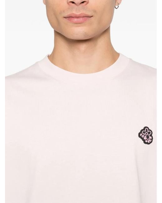 flâneur Pink Logo-Patch Crew-Neck T-Shirt for men