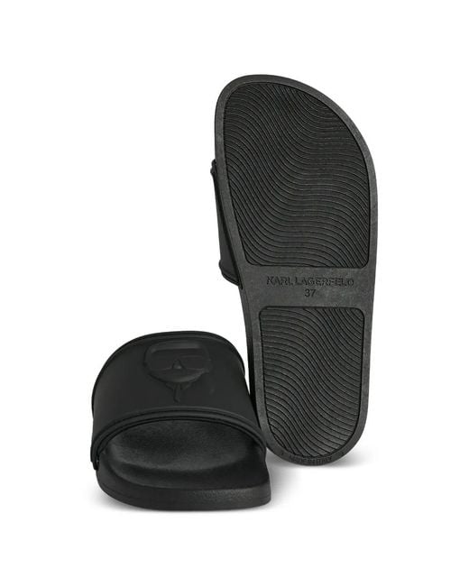 Karl Lagerfeld Black Claquettes Kondo 2.0 À Design Embossé