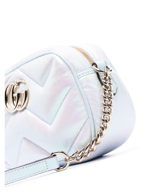 Petit sac porté épaule à motif GG Marmont Gucci en coloris White