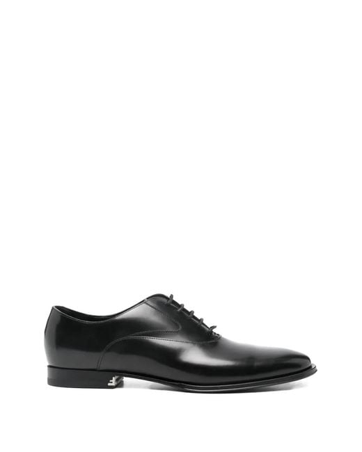 Fendi Black Leather Oxford Shoes for men