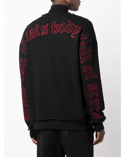 Haculla Black Embroidered Sweatshirt for men