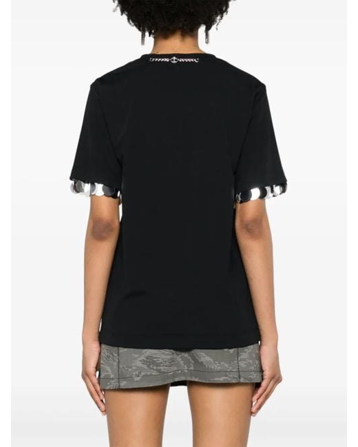 Rabanne Black Sequin-Detail T-Shirt