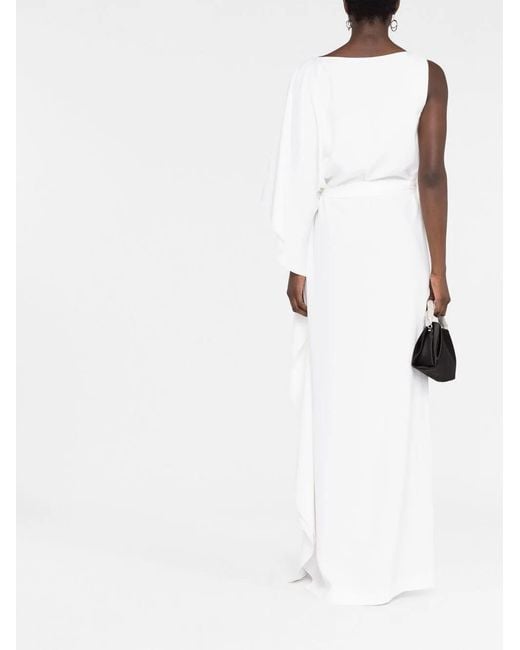 Alberta Ferretti White One-Shoulder Draped Maxi Dress