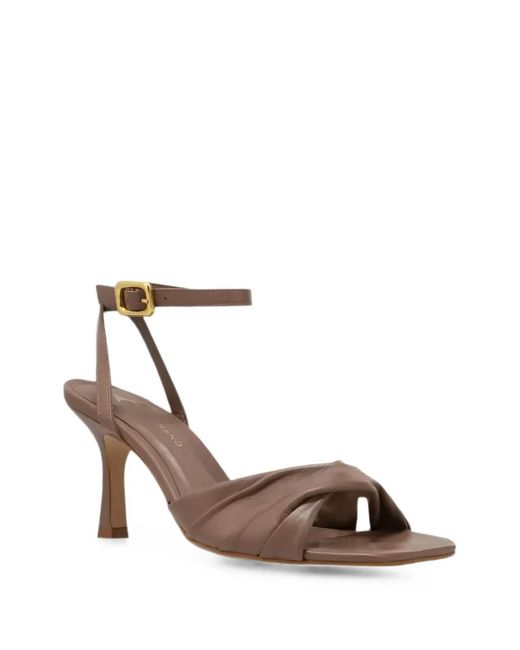 Carrano White Ruched-Strap Sandals