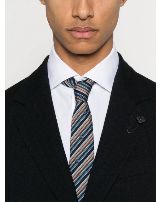 Lardini Black Herringbone-Pattern Blazer for men