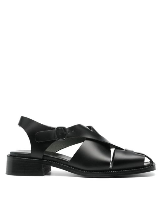 Hereu Black Raima Asymmetric Leather Sandals