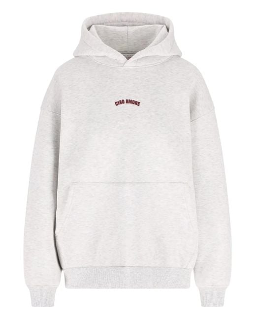 Giada Benincasa White Hoodie Mit Ciao Amore-Stickerei