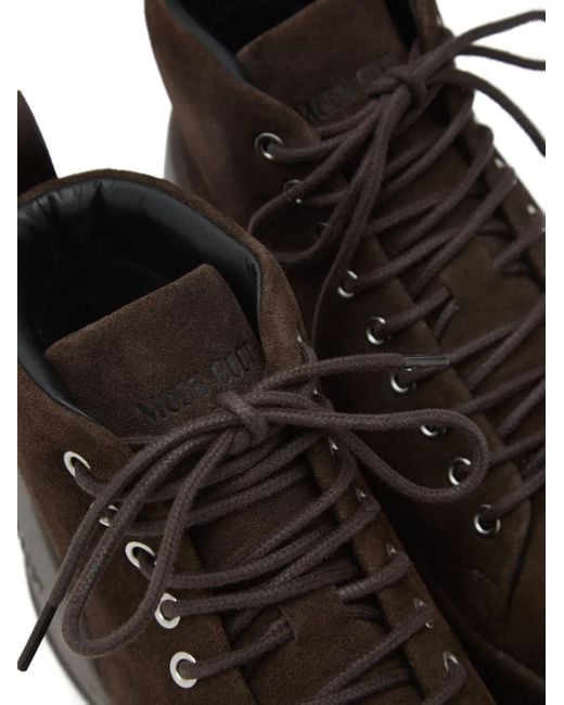 Moon Boot Brown Mezzaluna Dark Suede Lace Up Mid Boots for men