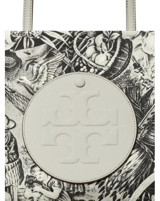 Tory Burch White Medium Ella Chain Printed Tote Bag