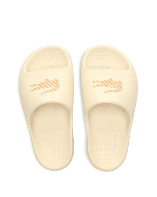 Lacoste White Logo-Print Slides