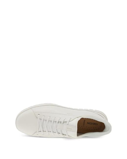 Geox White Flextride Plus Lace-Up Leather Sneakers for men