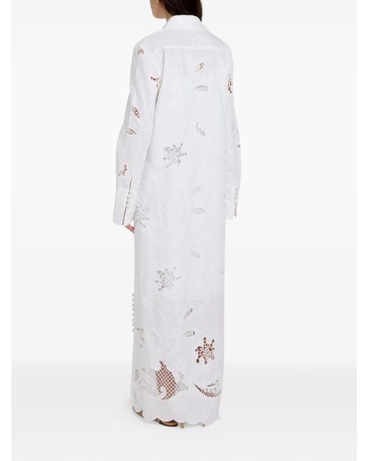 Vasiliki White Lana Scallop Hem Lace Shirt Dress