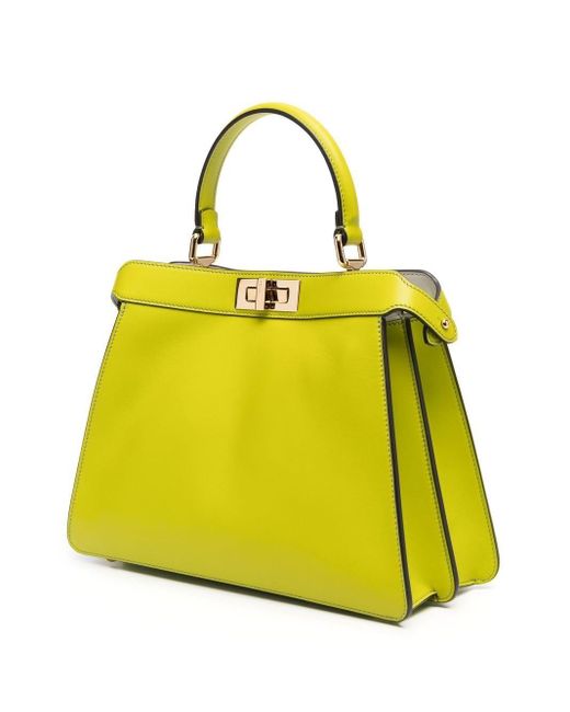 Fendi Yellow Peekaboo Leather Tote Bag