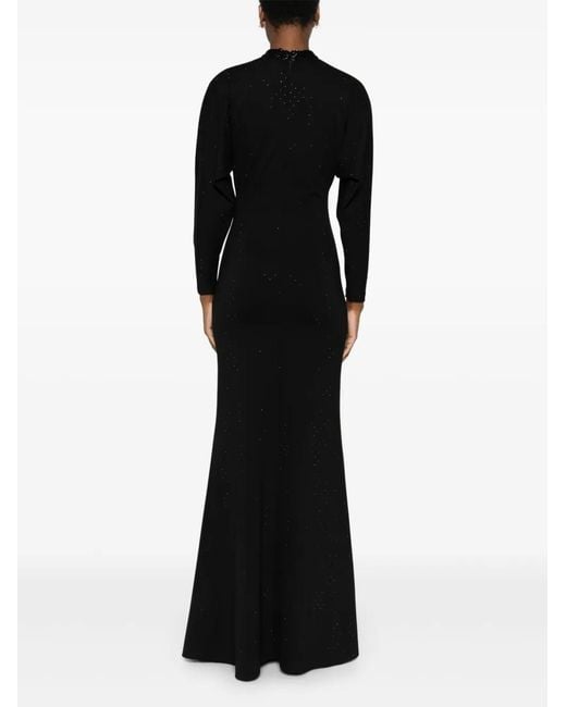 Nissa Black Rhinestone-Embellished Long-Sleeve Dress