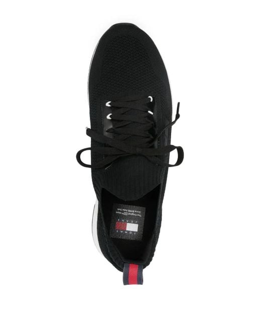 Tommy Hilfiger Black Elevated Knitted Sneakers for men