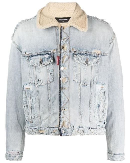 DSquared² Blue Distressed Denim Jacket for men