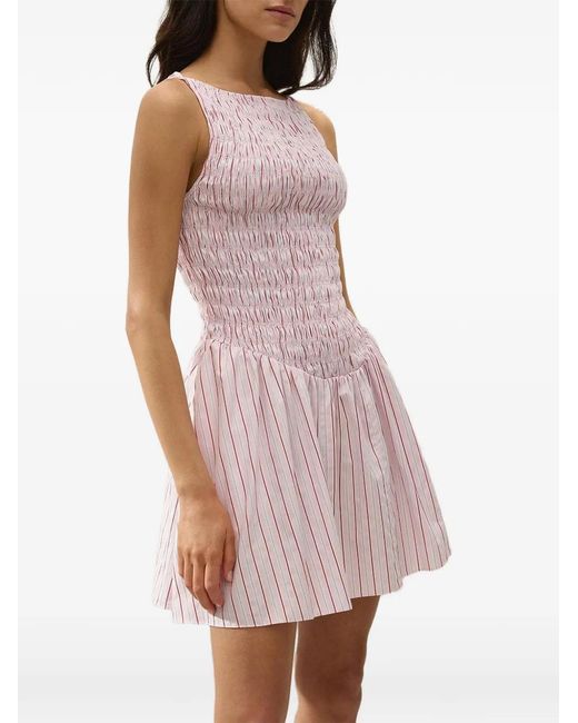 Faithfull The Brand Pink Martina Boat-Neck Mini Dress