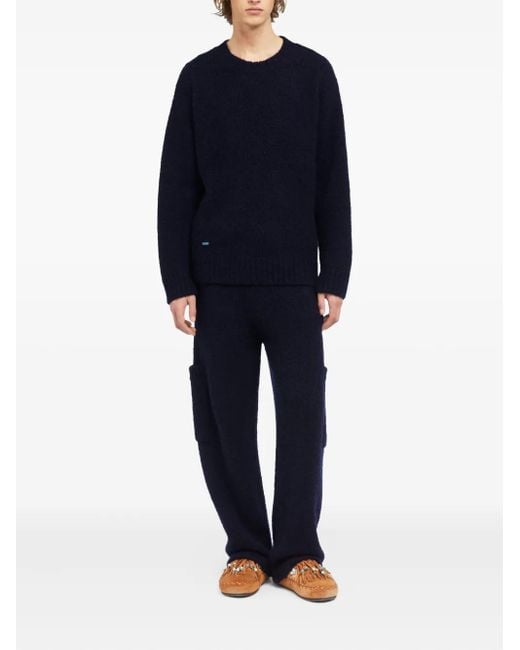 Alanui Blue Brushed Crew-Neck Sweater for men