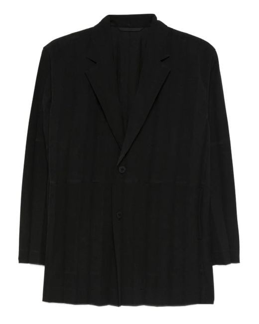 Homme Plissé Issey Miyake Black Pleated Buttoned Blazer for men
