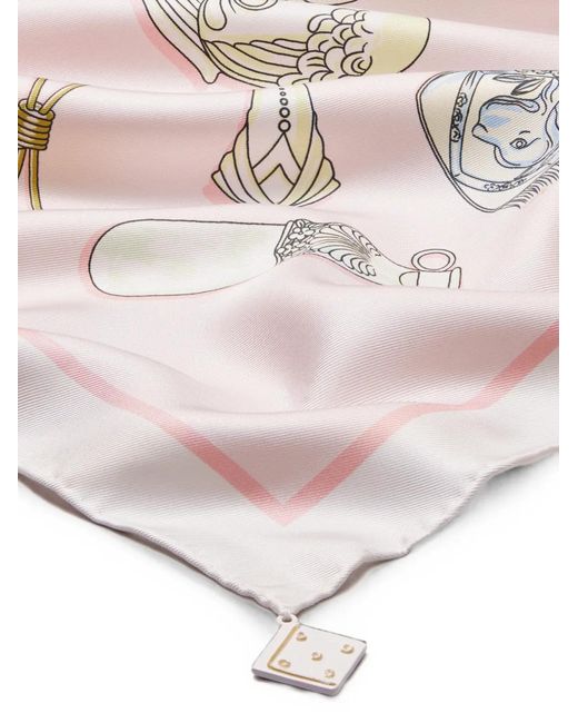 Tory Burch White Rattles Silk Square Scarf