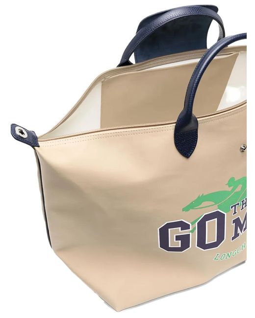 Longchamp Blue Logo-Print Tote Bag