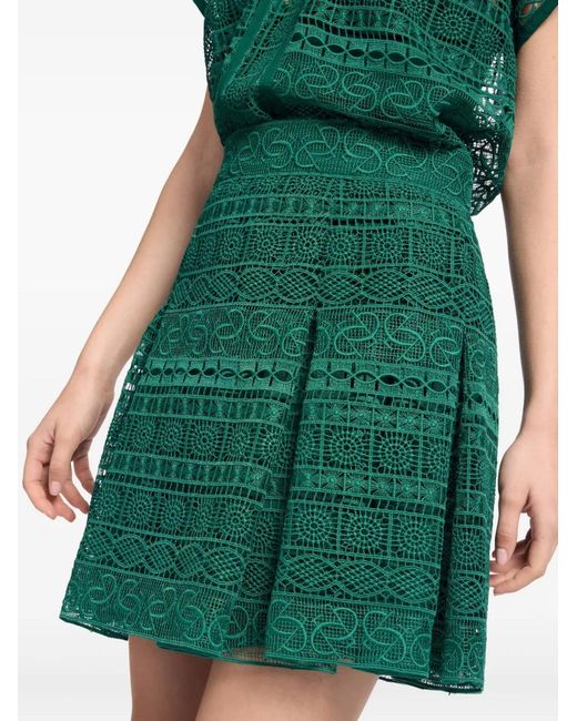 Elie Saab Green Macramé Skirt