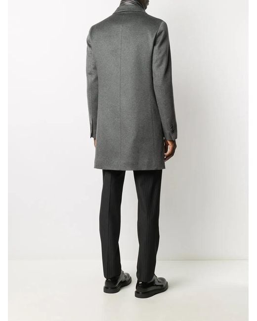 Herno Gray Single-Breasted Layered Coat for men