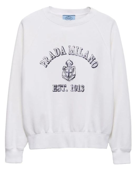 Prada White Sweatshirt Mit Rundem Ausschnitt