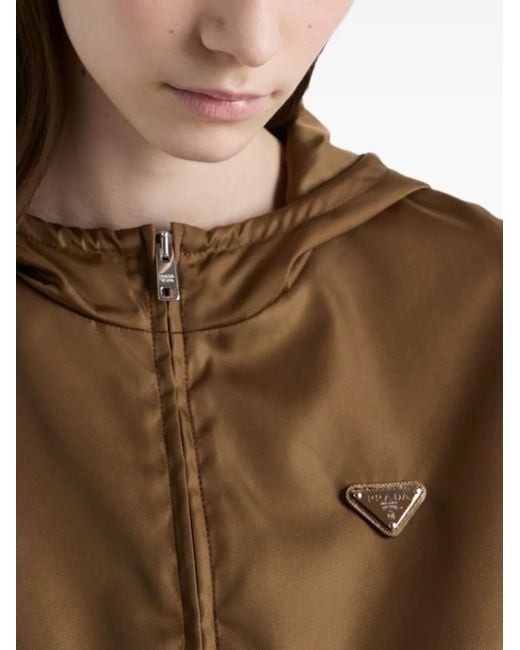 Chaqueta Con Capucha Y Parche Del Logo Prada de color Brown