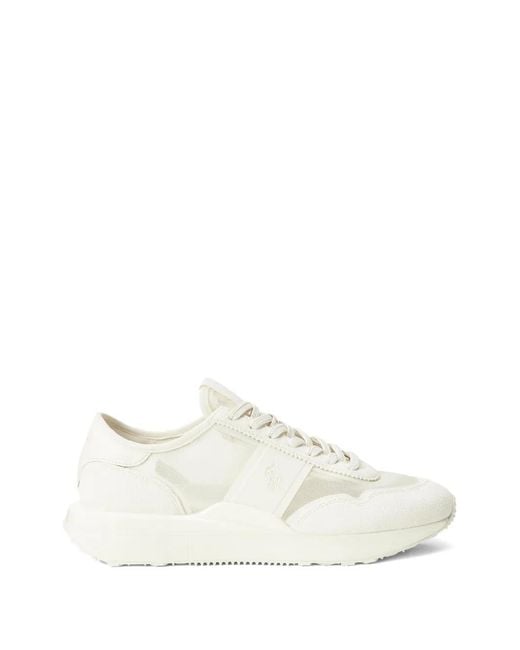 Polo Ralph Lauren White Train 89 Tonal Stripes Sneakers