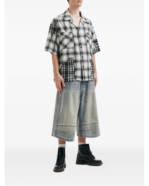 FIVE CM Gray Check Patch Shirt for men