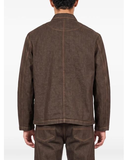 YMC Brown Construction Contrast-Stitch Denim Jacket for men