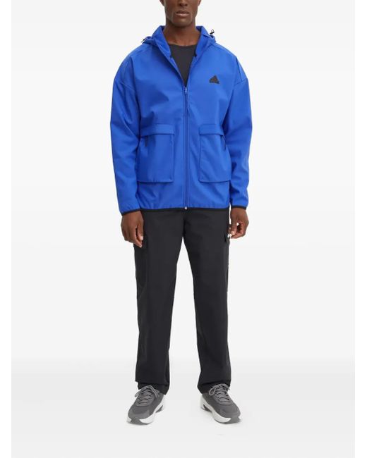 Adidas Blue Long-Sleeve Zip-Up Hoodie for men