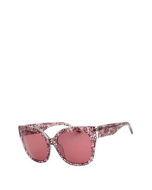 Bebe Pink Lace-Print Rectangle-Frame Sunglasses