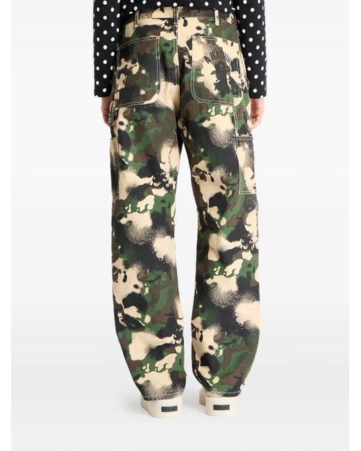 A Bathing Ape Green Camouflage-Pattern Cotton Trousers