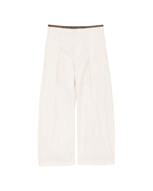 CROQUIS White Pinstripe Pleated Trousers for men