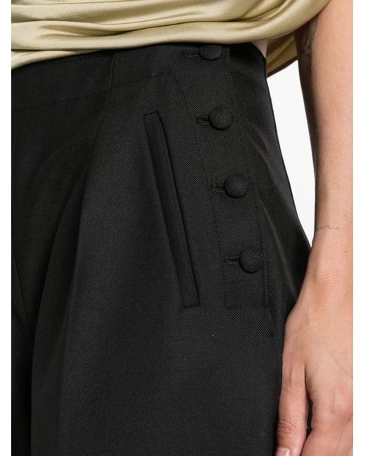 DARKPARK Black Taylor Button-Embellished Pleated Trousers