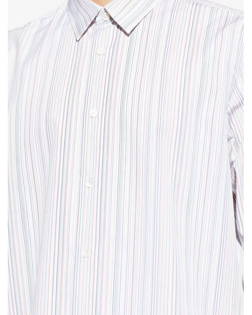 Paul Smith White Chemise Rayée À Manches Longues for men