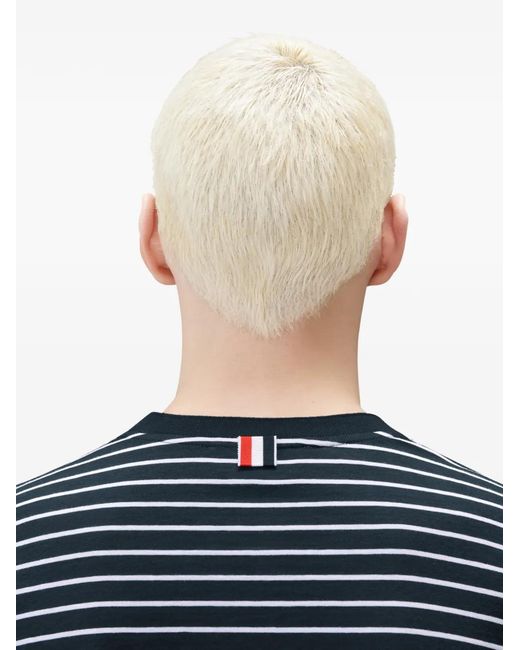 Thom Browne Blue T-Shirt À Détail 4 Bandes Signature for men