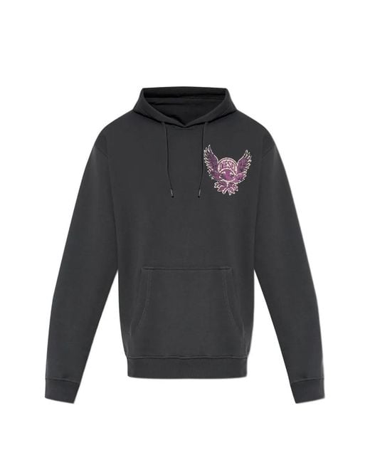 DIESEL Gray Graphic-Print Drawstring Hoodie for men