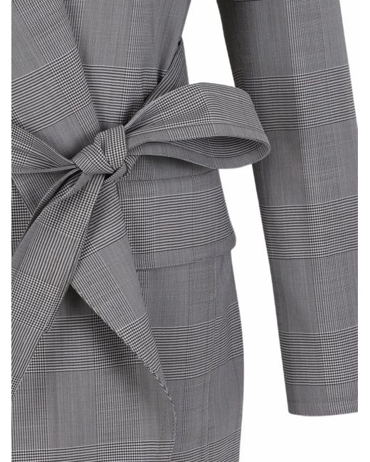 Max Mara Gray Check-Pattern Belted Jacket