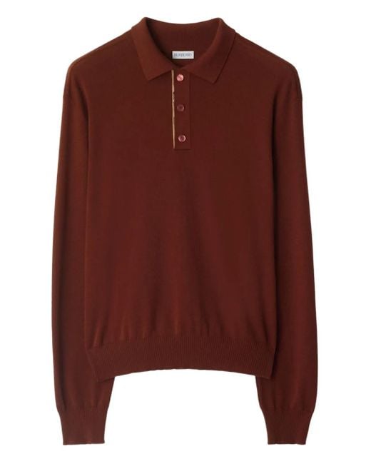 Burberry Brown Wool Polo Shirt for men