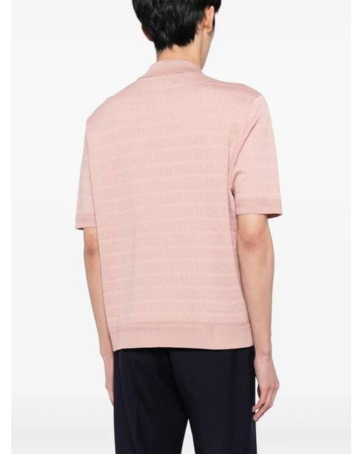 Bally Pink Horizontal Stripe Polo Shirt for men