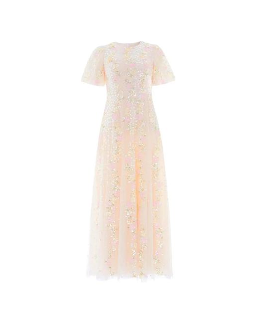 Needle & Thread White Confetti Round-Neck Maxi Dress