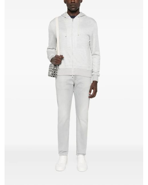 Eleventy White Zip-Up Hoodie for men