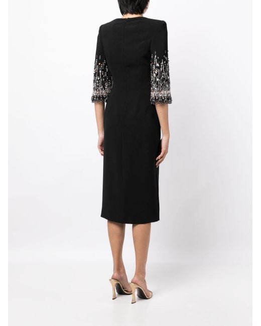 Jenny Packham Verfraaide Midi-jurk in het Black