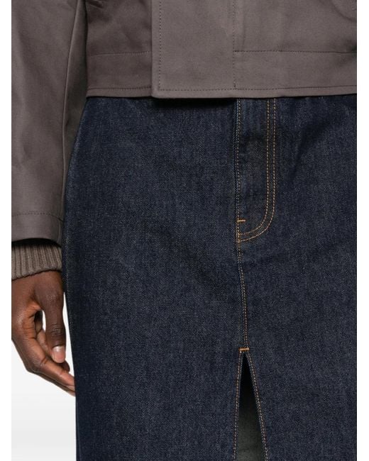 Khaite Blue Cotton Belt Loops Skirt With Four Pockets