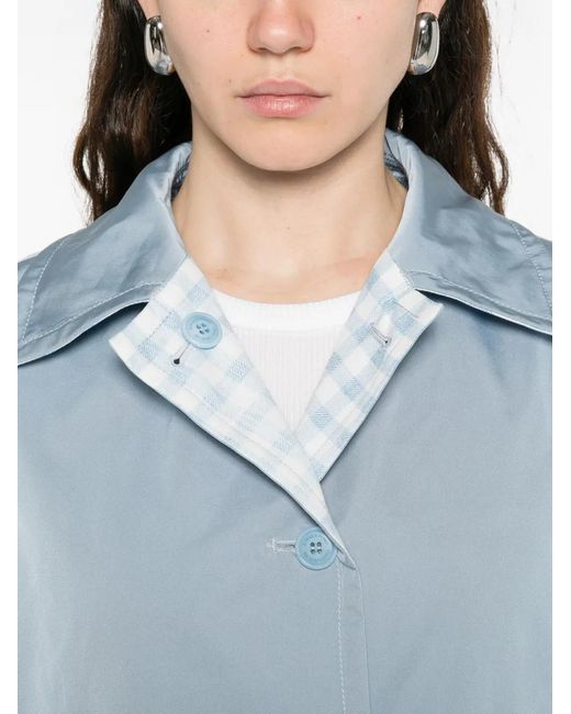 Ermanno Scervino Blue Button-Front Collared Single-Breasted Coat